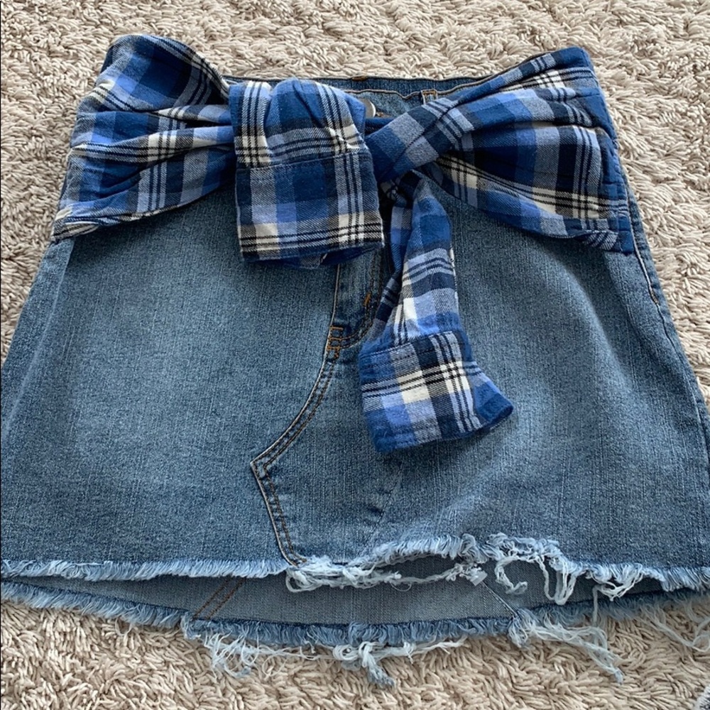 Denim Flannel wrapped skirt